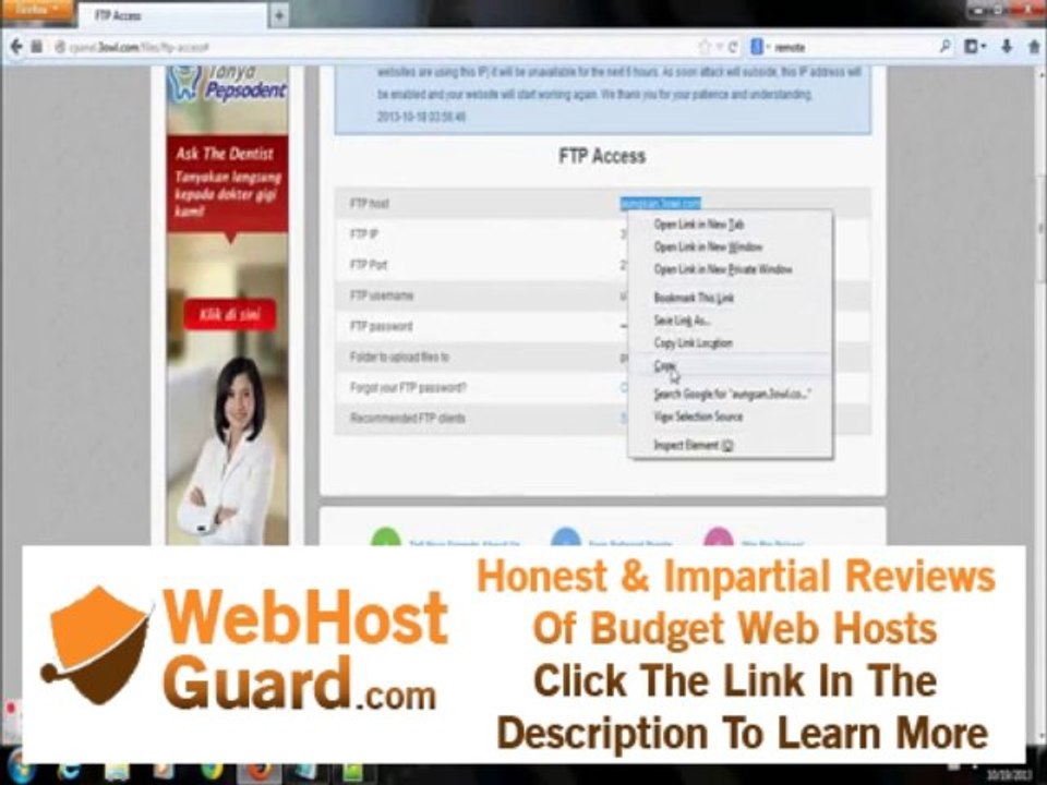 Register free Hosting and Upload files using CuteFTP