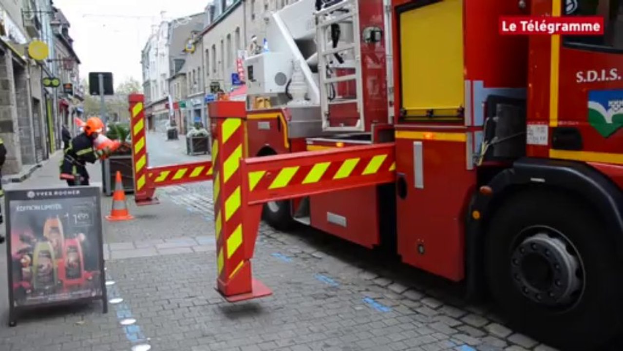 Guingamp. Exercice des pompiers en centre-ville