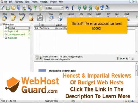 Configure Pegasus Mail with A.M.A.R Hosting Shared Web and Email POP3 Email Account