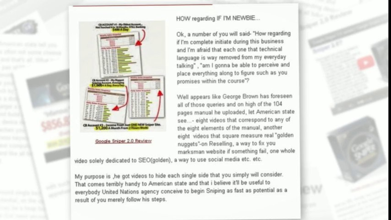 Google Sniper 2.0 - George Brown - Home Based Business - Honest Review (Legit or Scam)