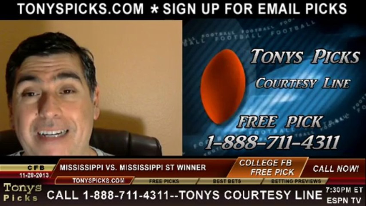 Mississippi St Bulldogs vs. Mississippi Rebels Pick Prediction NCAAF Odds 11-28-2013