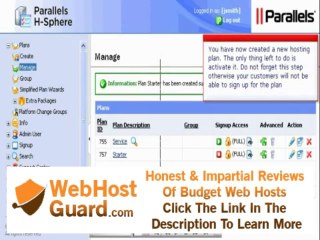 Creating a hosting plan in Hsphere