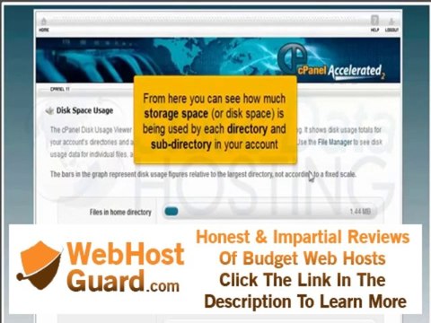 How to use the Disk Space Usage in cPanel - Static Data Hosting