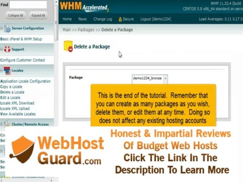 How to edit or delete hosting packages in WHM.