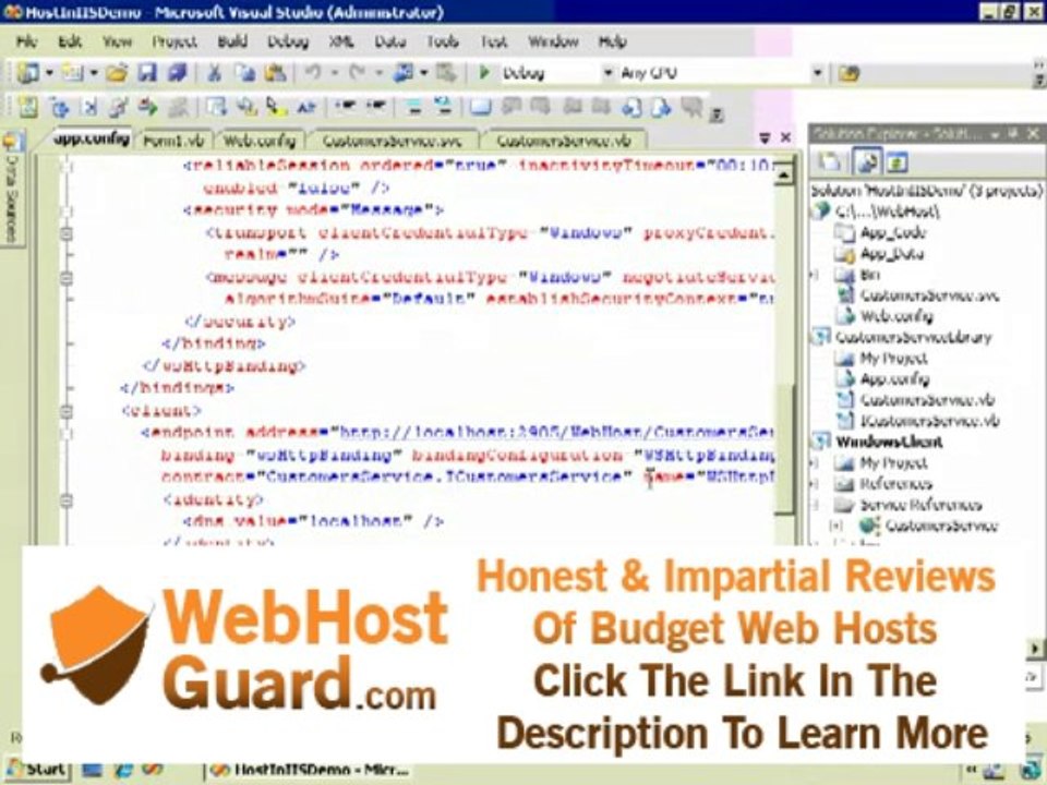 WCF Using VB 2008 tutorial: Hosting using IIS