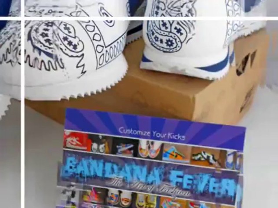 Nike "Big Sack Navy Bandana" Cortez Leather White/Navy Whole by Bandana Fever