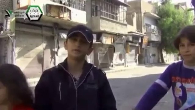 Syrian children narrowly escape shelling in Damascus