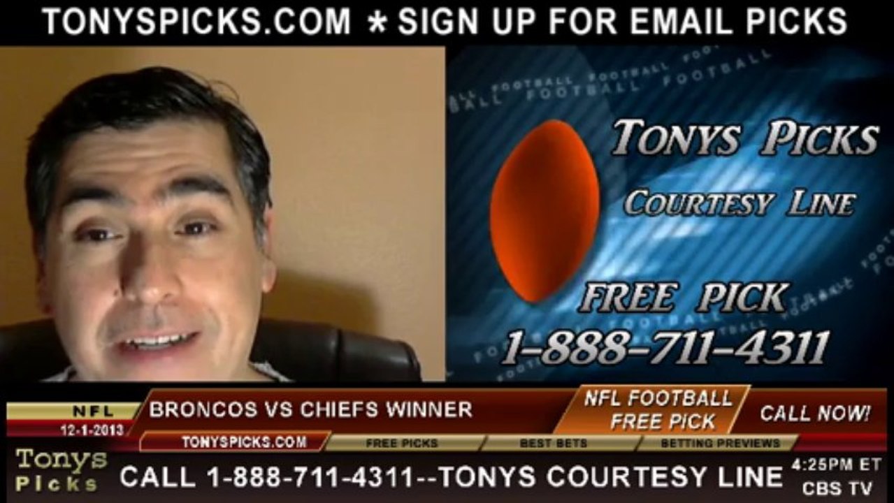 Kansas City Chiefs vs. Denver Broncos Pick Prediction NFL Odds 12-1-2013