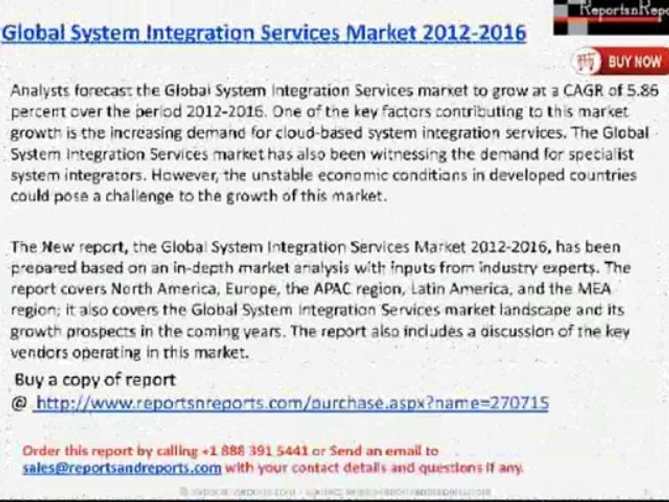 ReportsnReports: Global System Integration Services Market 2016