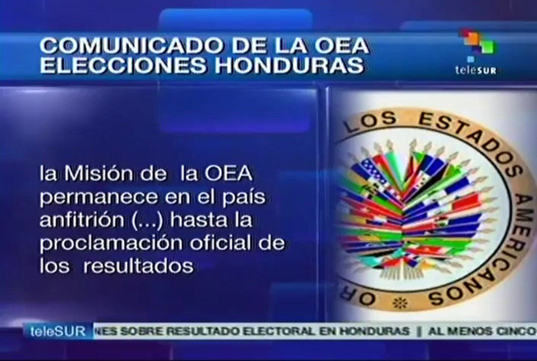 OEA avala transparencia de las elecciones en Honduras