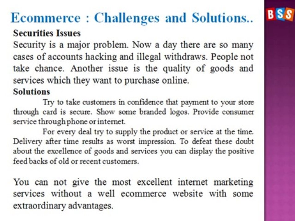 E-commerce: Challenges and Solutions
