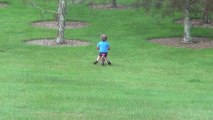 Le père de l'année filme son fils en vélo foncer droit dans un arbre