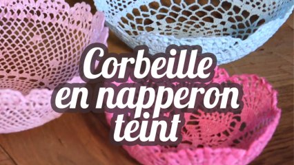 Corbeille en napperon teint naturellement