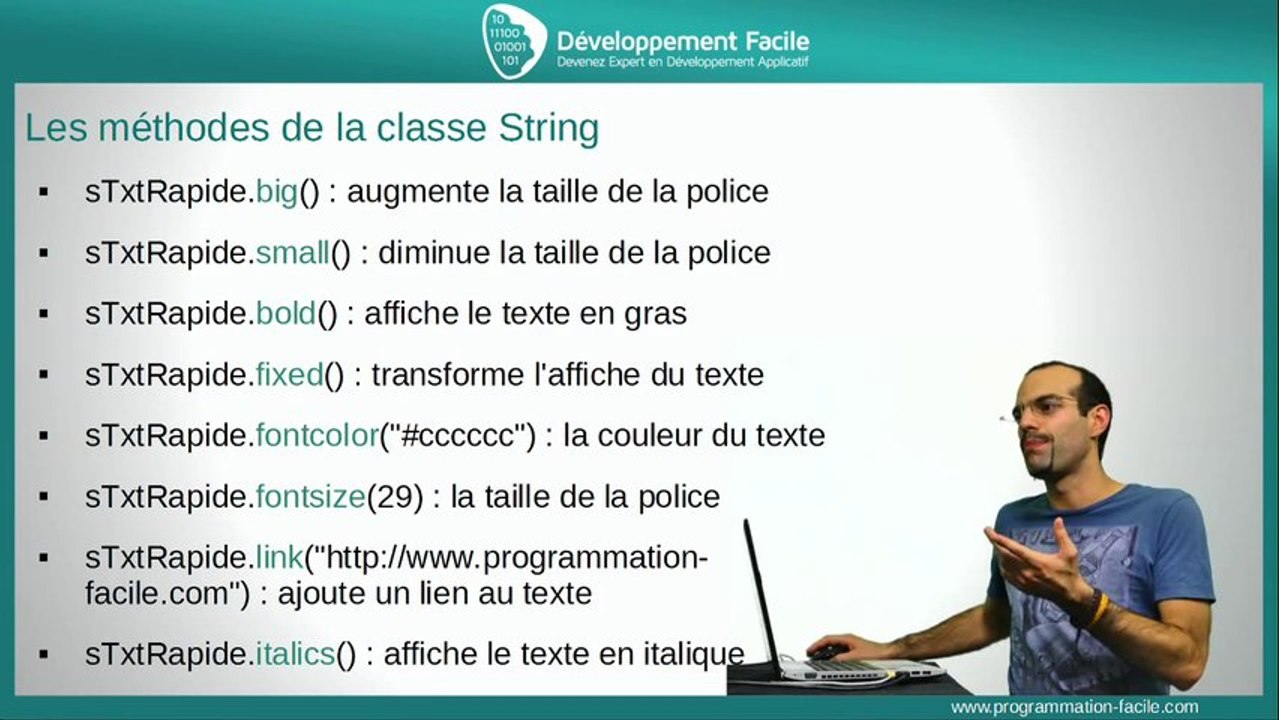 Comment utiliser les spécificités de String avec JavaScript 