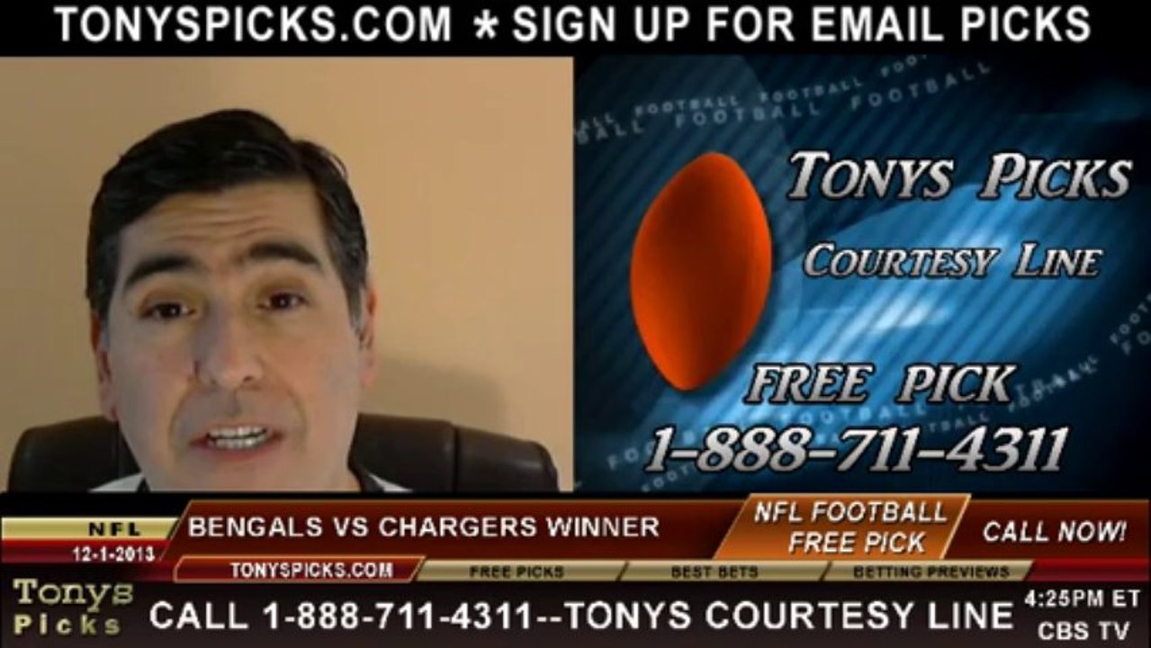 San Diego Chargers vs. Cincinnati Bengals Pick Prediction NFL Odds 12-1-2013