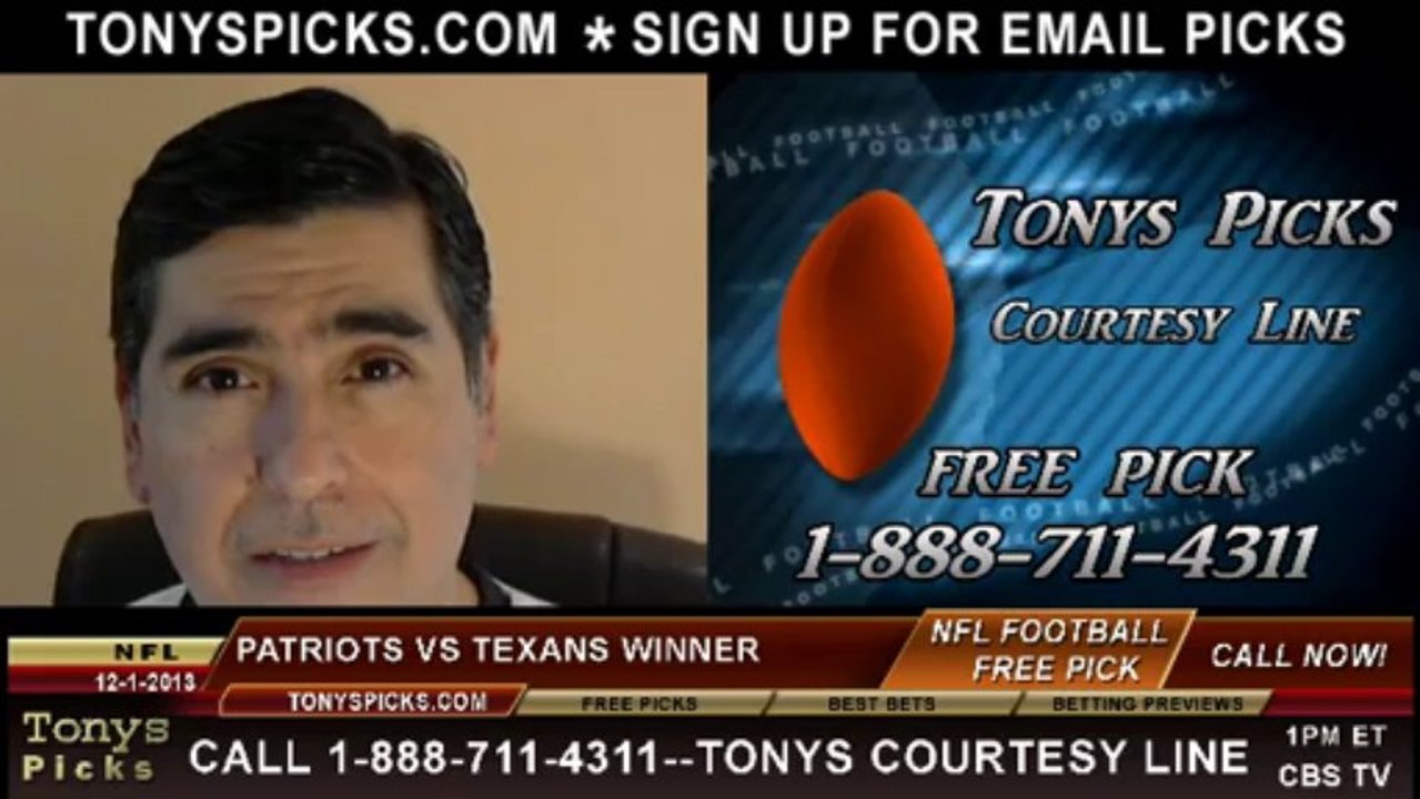 Houston Texans vs. New England Patriots Pick Prediction NFL Odds 12-1-2013