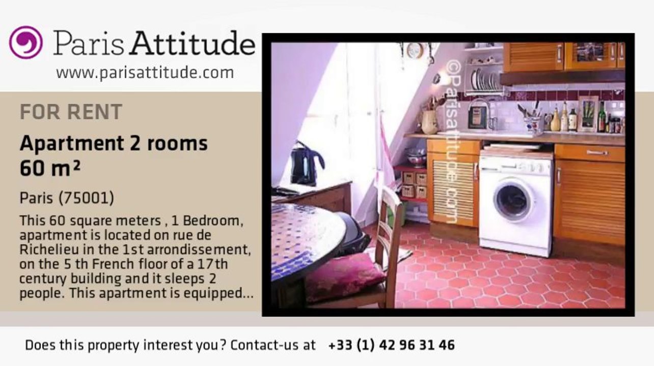 1 Bedroom Apartment for rent - Palais Royal, Paris - Ref. 1917