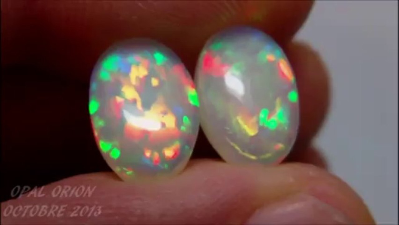 OE254 - OPAL ORION - PAIRE 2 OPALES NOBLE ETHIOPIE WELO - IDEAL BIJOU BOUCLES D'OREILLES