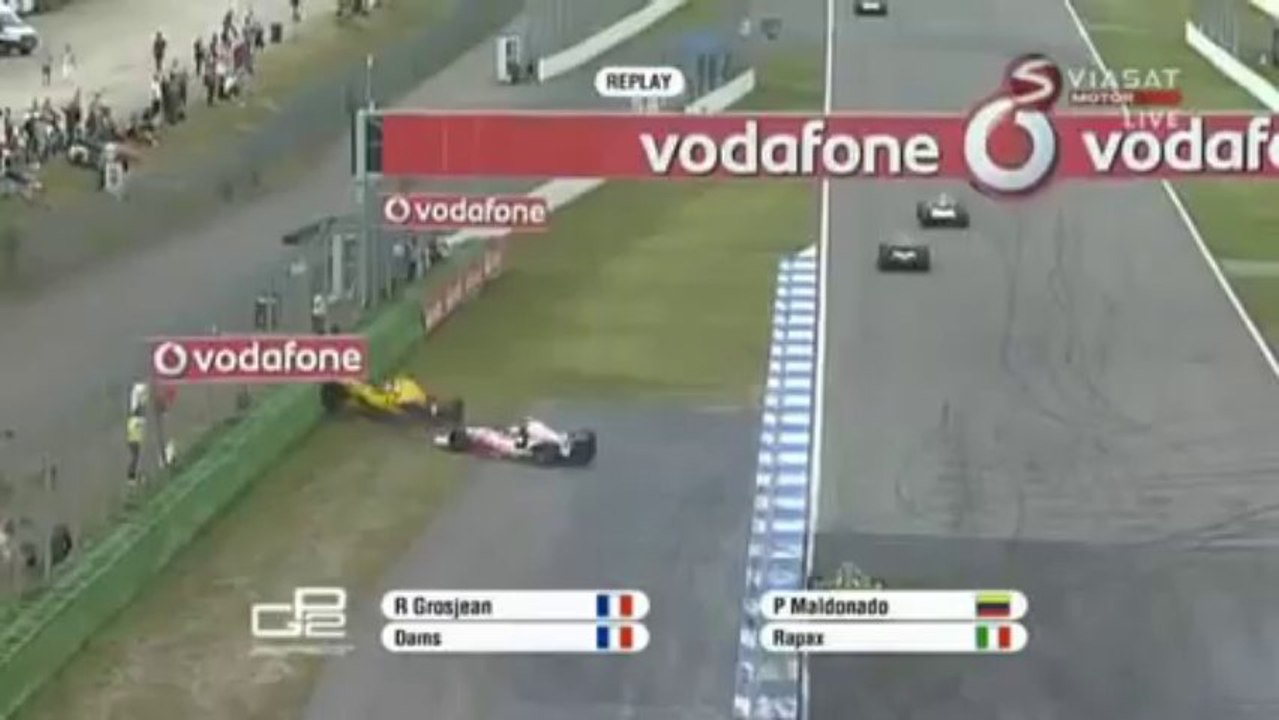 Grosjean vs Maldonado Crash - 2010 GP2 German GP