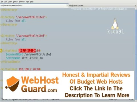 IP based Virtual hosting with apache- Tutorial video from ktux91