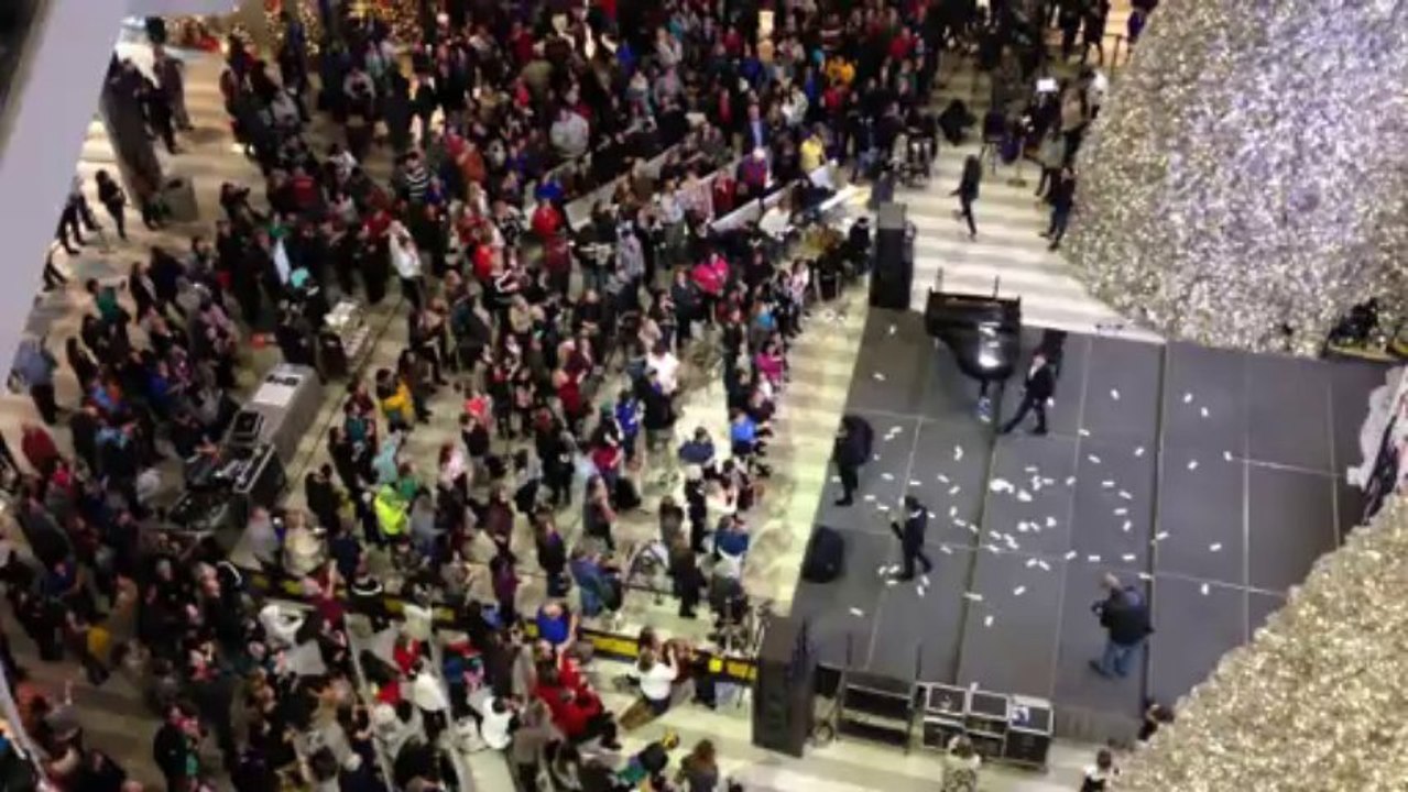 Crazy Guy at Mall of America Makes it Snow money while singing Let it Snow