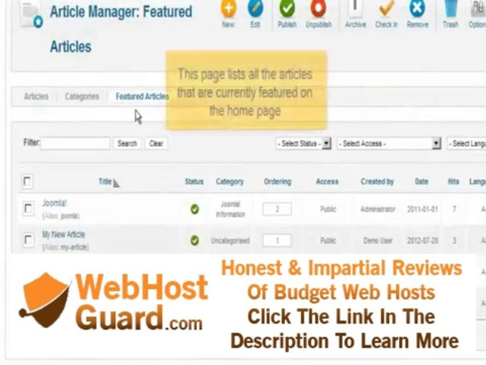 How to create Features (Frond page) Articles in Joomla | FastDot Cloud Hosting