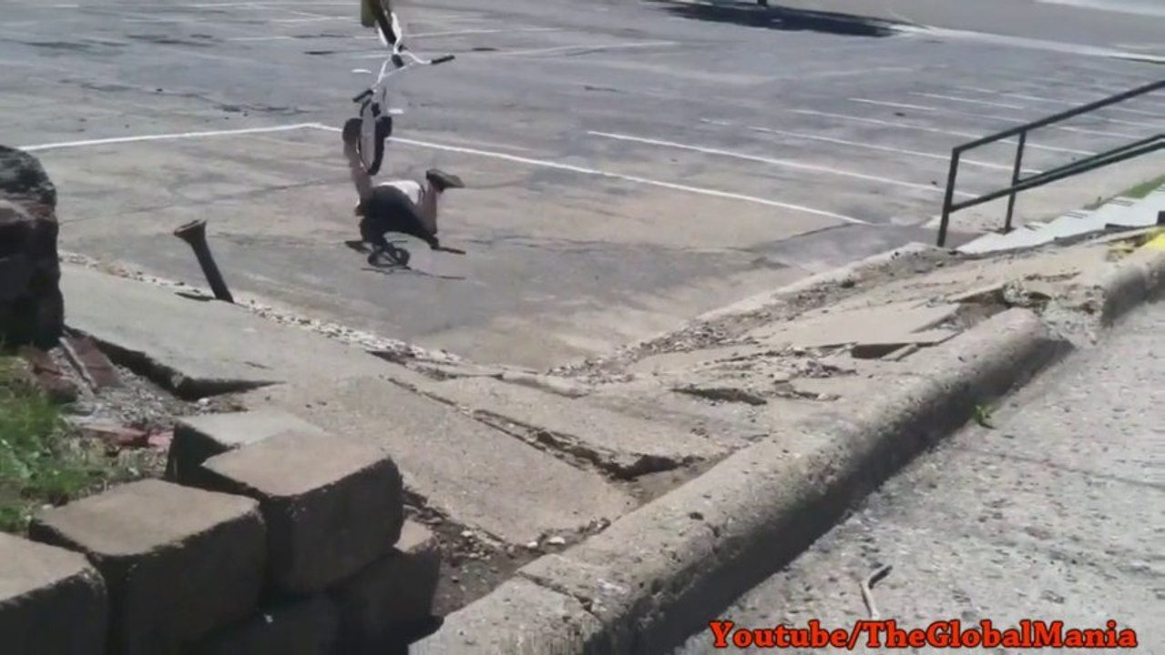 Bmx Accident  Boys Flips Over Handle Bars And FacePlants!  (Painful)