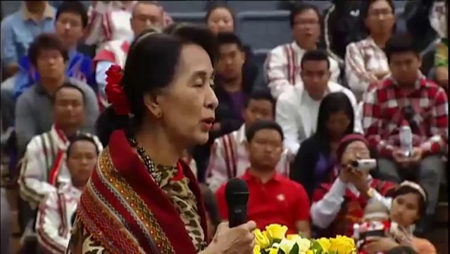 Aung Sang Suu Kyi calls for unity between all ethnic groups أونغ سان سو كي تدعو إلى الوحدة بين جميع المجموعات العرقية