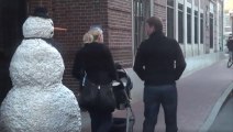 Funny Scary Snowman Prank in Boston!