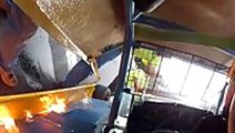 POV Footage of Race Car Fire