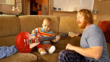 Baby Jams Out On Guitar - Funny Videos at Avideonic.com