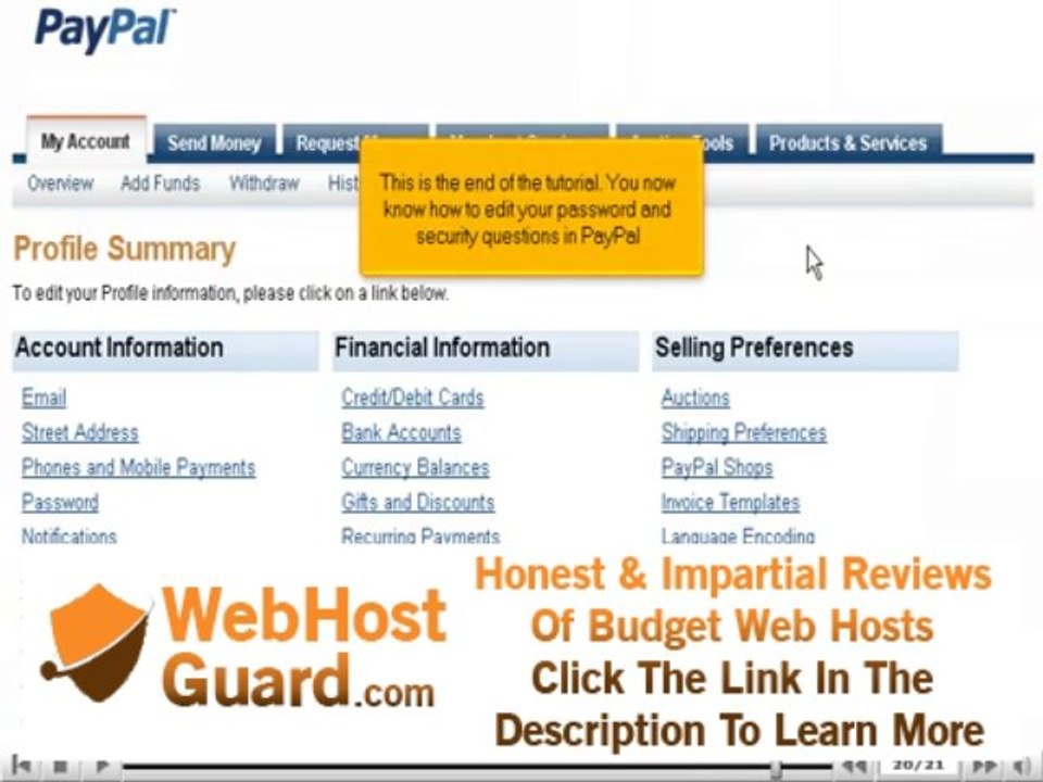 Change your PayPal password and security questions by VodaHost web hosting