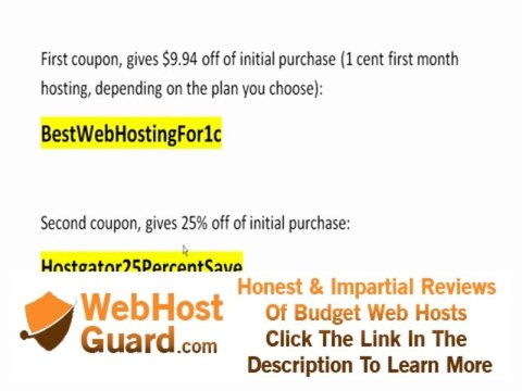 HostGator 1 Cent Coupon Code - Hostgator 1 Cent Coupon In Description