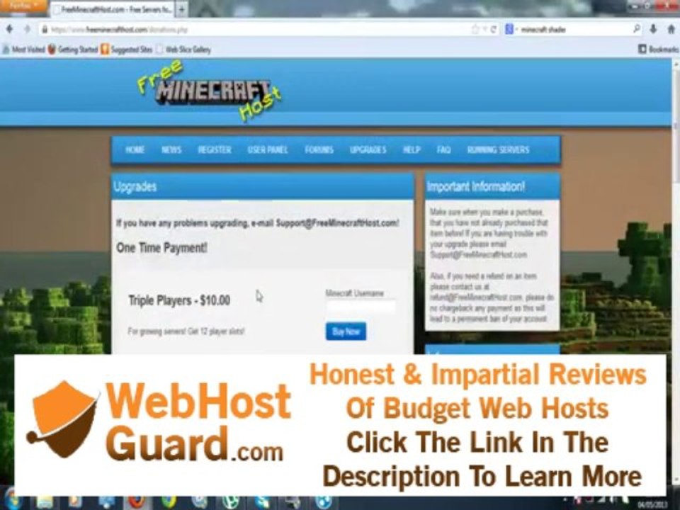 Minecraft free dedicated server hosting