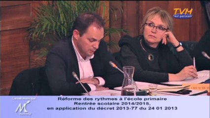 Réforme des rythmes scolaires - Conseil municipal de Montreuil (93) - Intervention de Gaylord LE CHEQUER (RGC/PG)