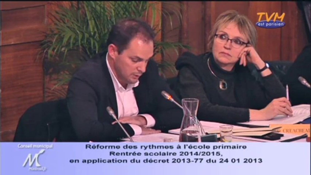 Réforme des rythmes scolaires - Conseil municipal de Montreuil (93) - Intervention de Gaylord LE CHEQUER (RGC/PG)