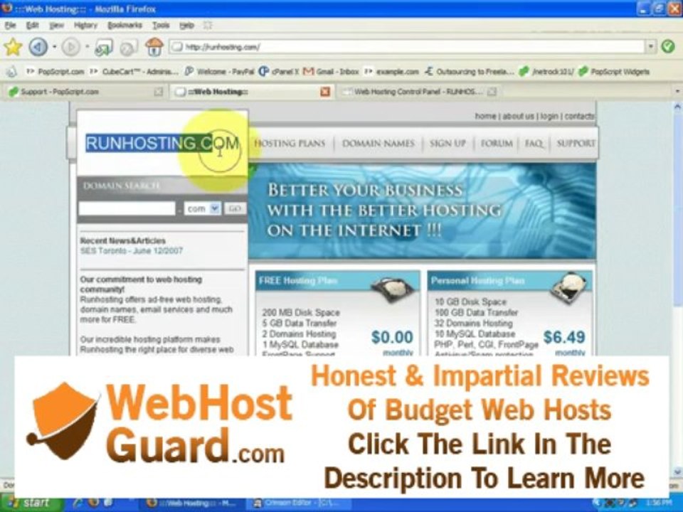 RunHosting.com Free Hosting Video Review