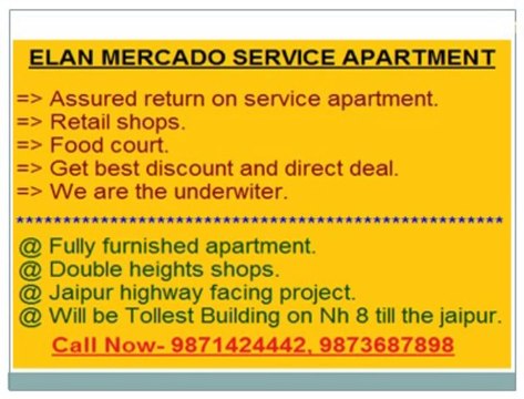 9873687898///Elan mercado///9871424442=food court+retail shops gurgaon