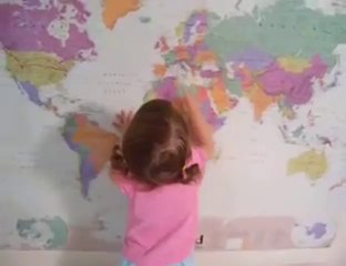 Cute Baby Pointing The World In World Map