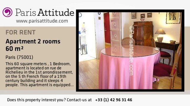 1 Bedroom Apartment for rent - Palais Royal, Paris - Ref. 4698