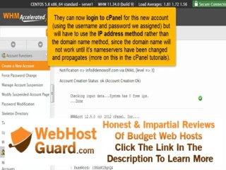 Create a new hosting account in WHM