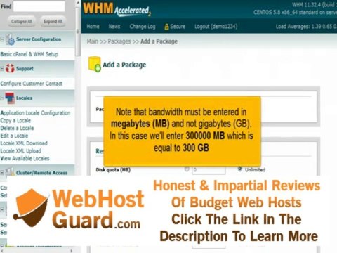 How to create Hosting Packages in WHM.
