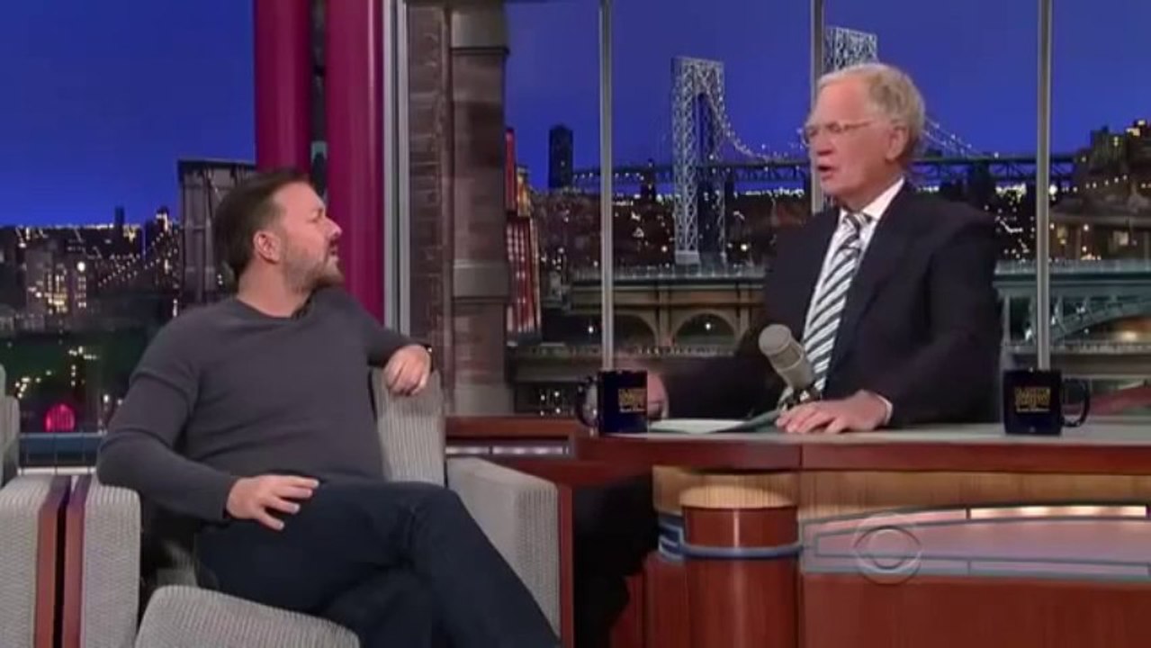 Ricky Gervais interview   on David Letterman  April 09, 2012