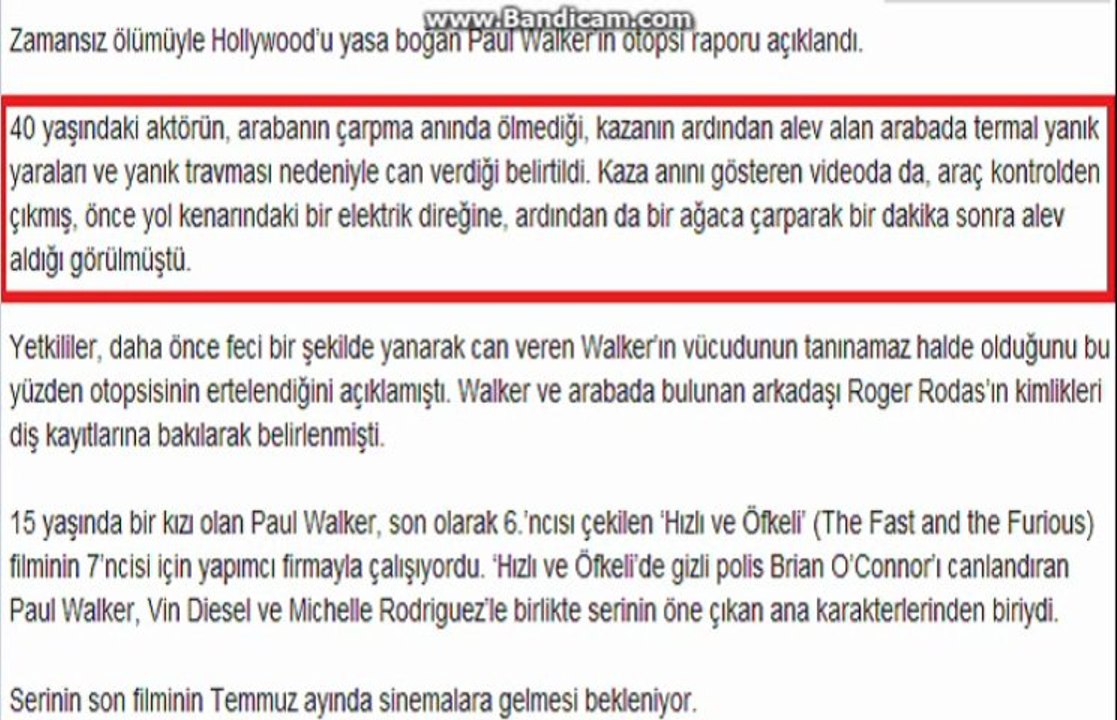 Pual Walker Ölmedi