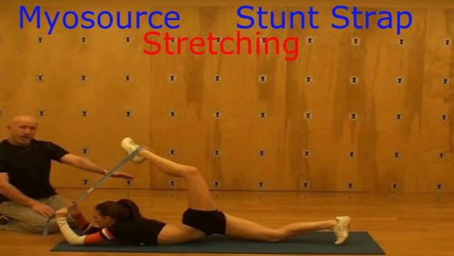 Cheerleading Stretching exercsies using Flexibility Stunt Strap