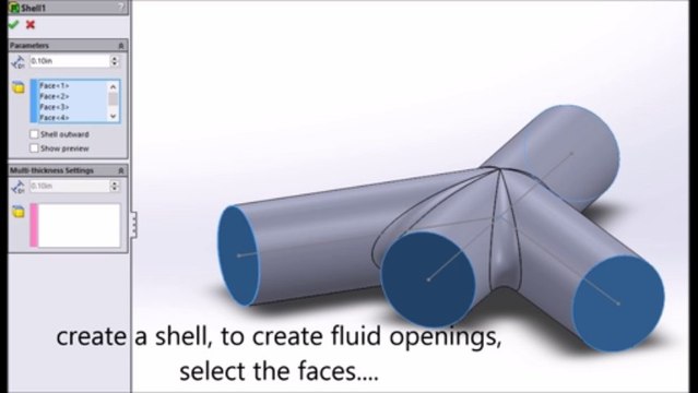 SolidWorks 2013, Tutorial to create a 3 to 1 Fluid Mixer, Using Sweep and a Single Path Sketch, 3D Printing ready HD