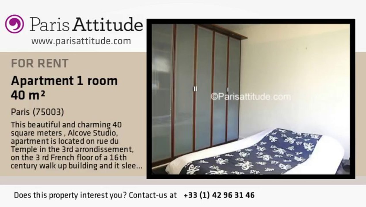 Alcove Studio Apartment for rent - Temple, Paris - Ref. 5953