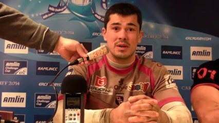 Rugby - Guillaume Boussès réagit après la victoire d'Oyonnax face à Sale