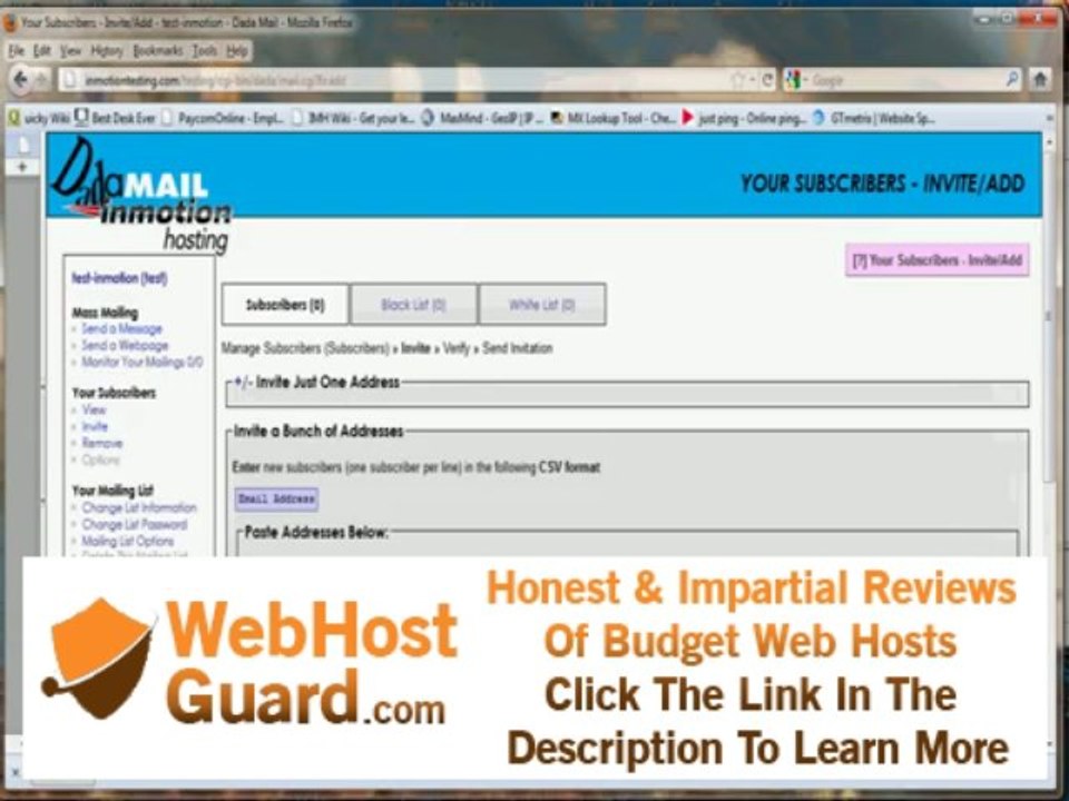 Creating a Mailing List in DaDa Mail - InMotion Hosting