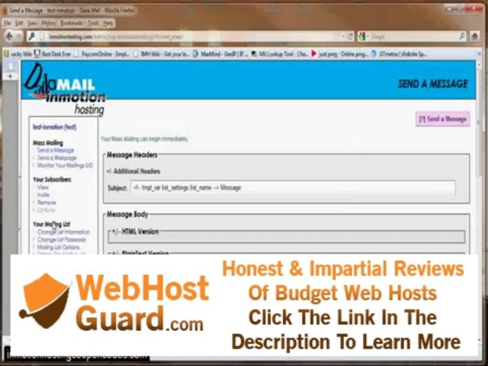 Creating a Mailing List in DaDa Mail - InMotion Hosting